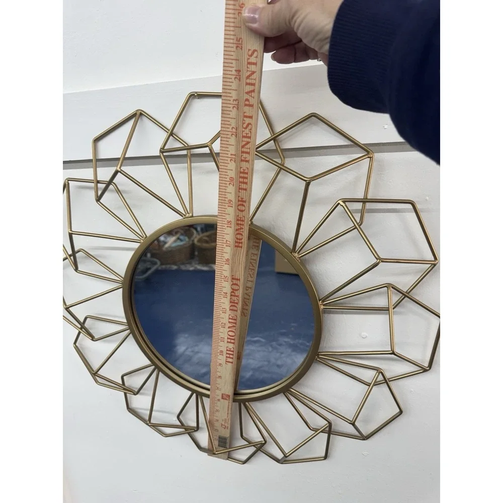 Gold Metal Geometrical Shaped Mirror‎ 22x23x2